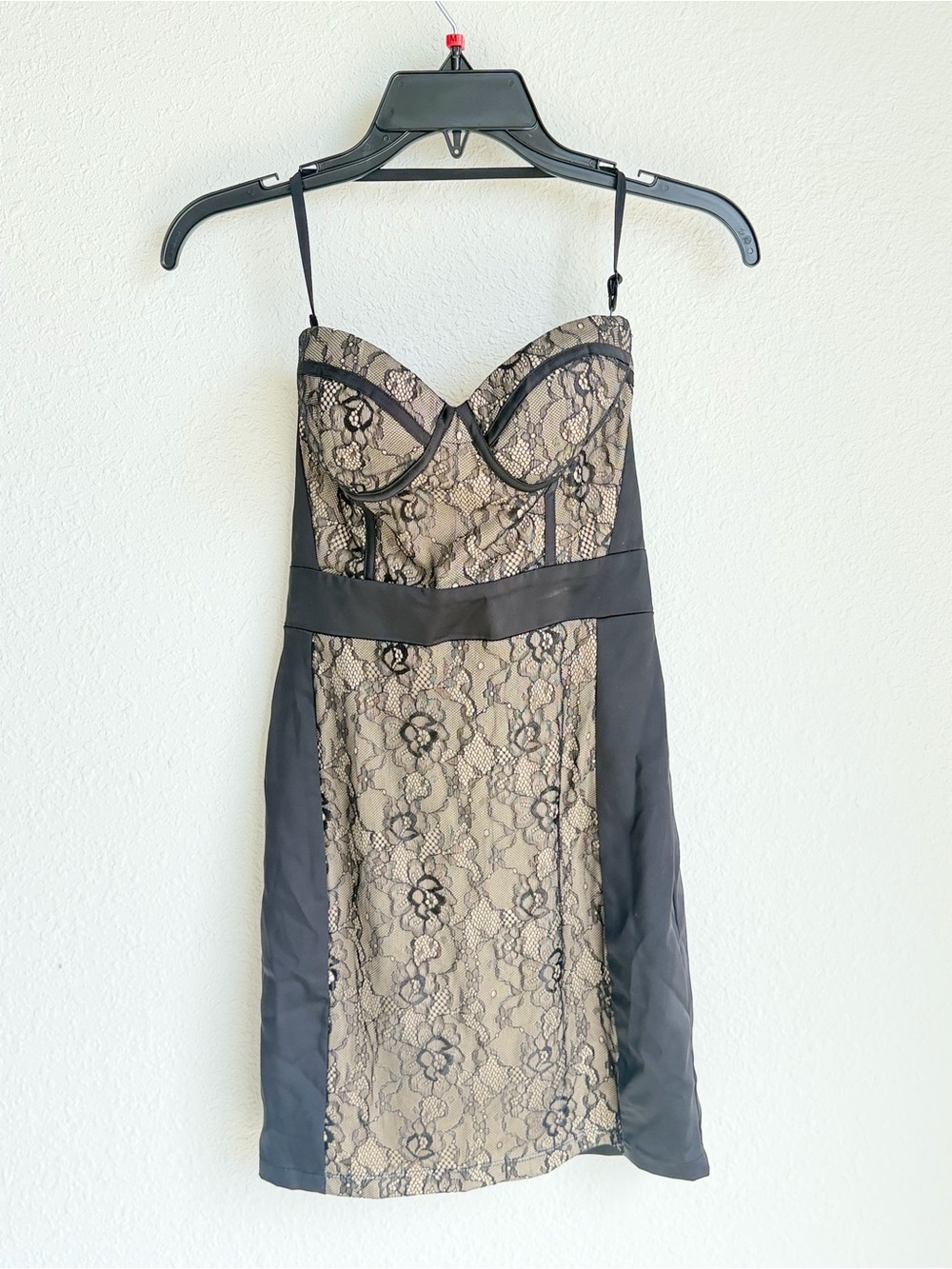 Forever 21 Black Lace Strapless Dress with Nude Lining